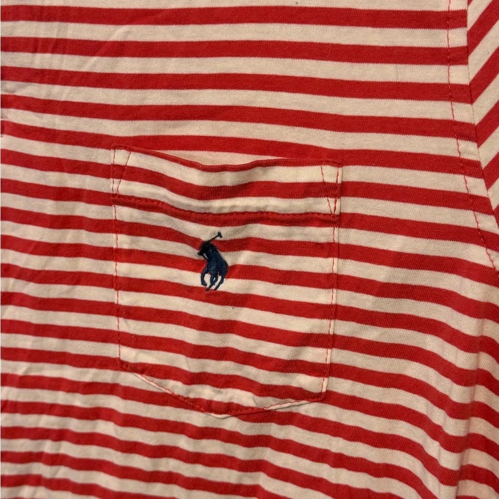 Polo Ralph Lauren Shirt Mens XL Short Sleeve Red White Striped Soft Cotton